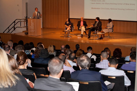 NHC’s Chris Estes moderates National panel with Michael Bodaken, National Housing Trust; Amy Glassman, Ballard Spahr LLP; Denise Scott, LISC; and Kevin Walsh, Fair Share Housing Center of New Jersey 